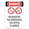 Signmission OSHA Danger Sign, Kerosene No Smoking, 14in X 10in Decal, 10" W, 14" L, Portrait OS-DS-D-1014-V-1404 - alternate 1